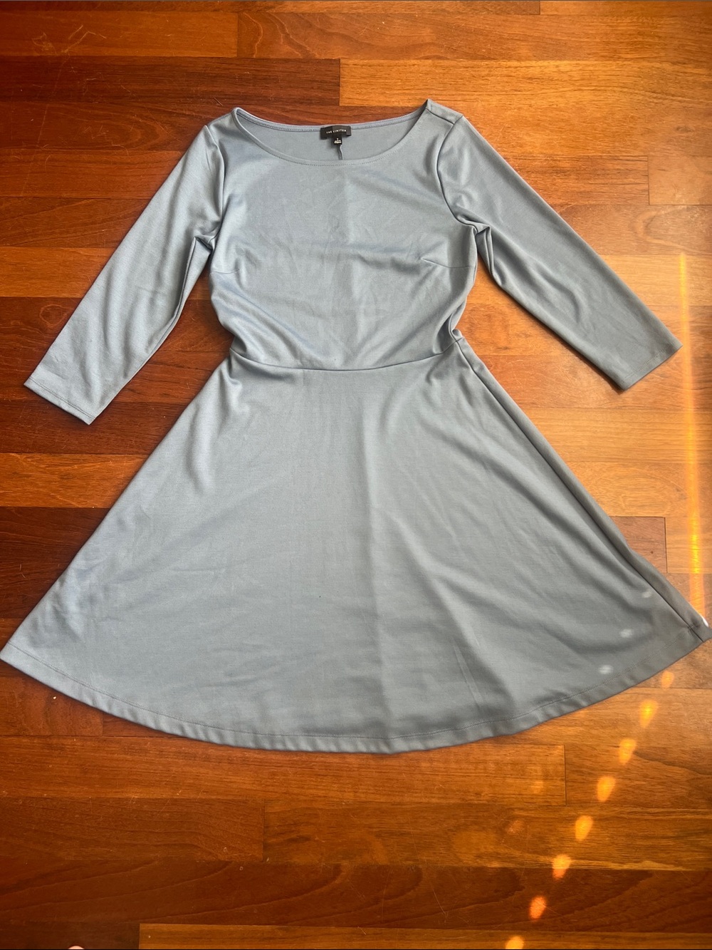 The Limited Light Blue Fit & Flare Dress with Three-Quarter Sleeves